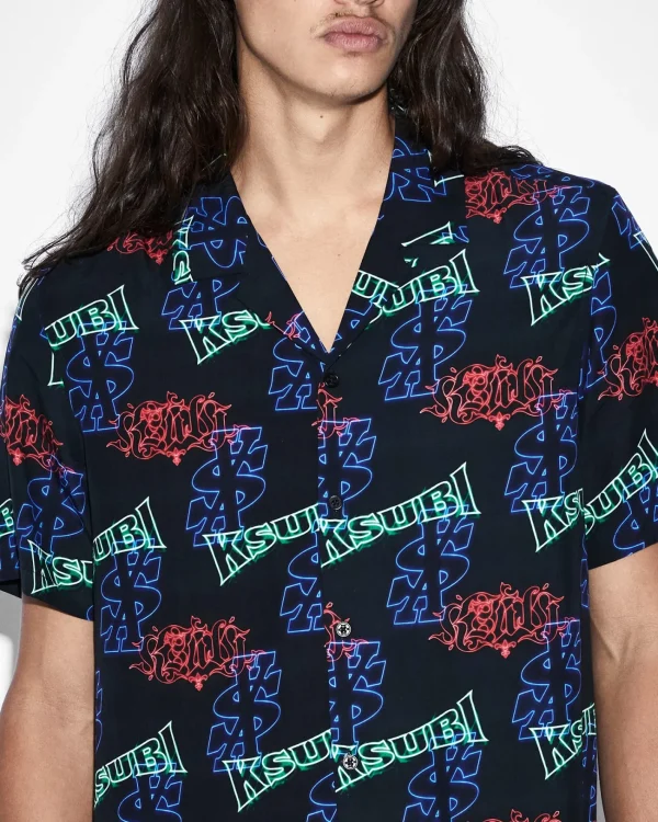 Ksubi Shirts-Glow Resort Ss Shirt Black