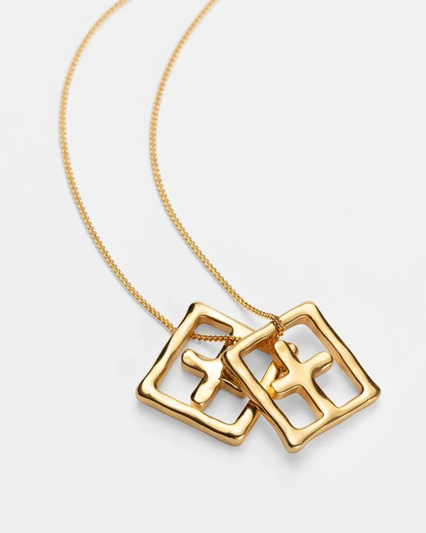 Ksubi Jewellery-18K Dripps Box Cross Necklace