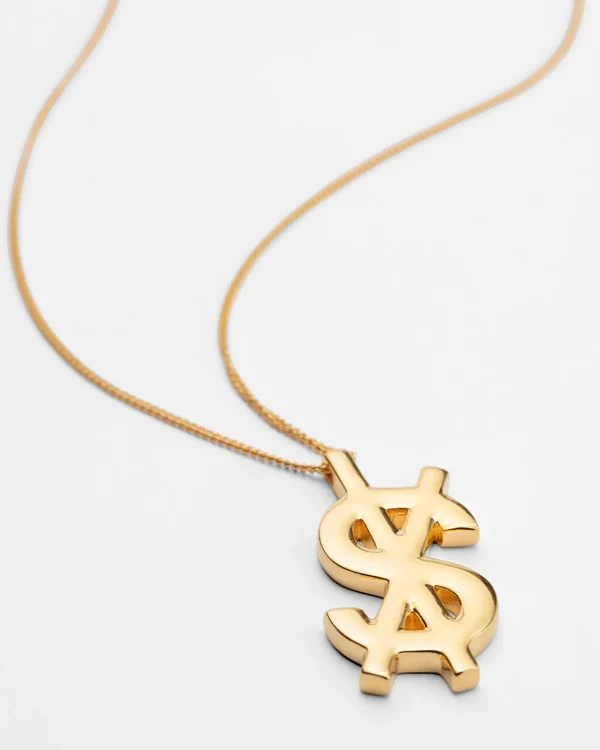 Ksubi Jewellery-18K Dripps Cross Dollar Necklace