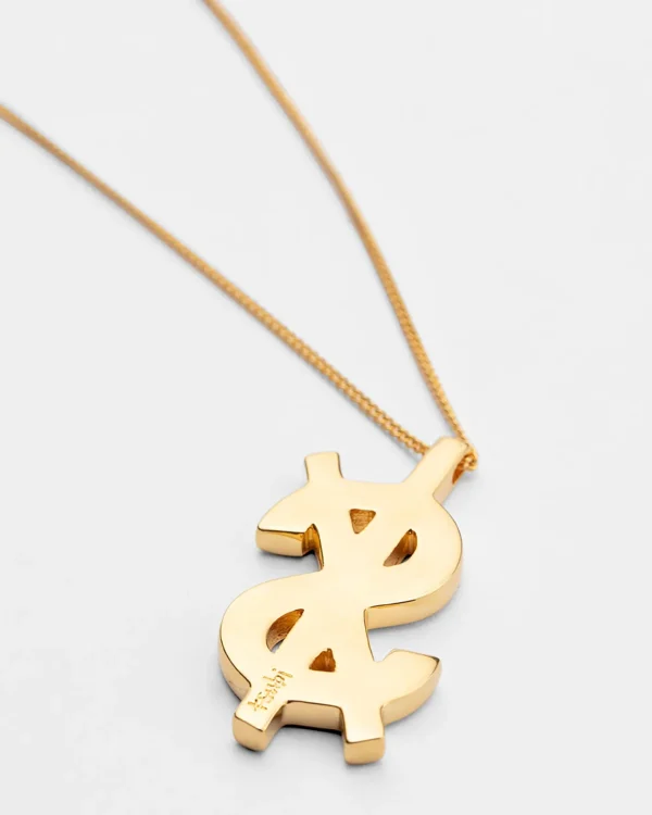 Ksubi Jewellery-18K Dripps Cross Dollar Necklace