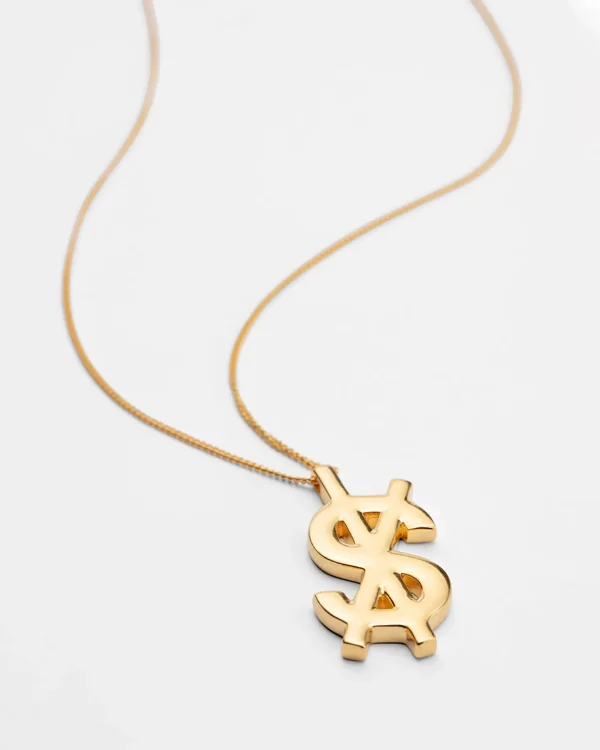 Ksubi Jewellery-18K Dripps Cross Dollar Necklace