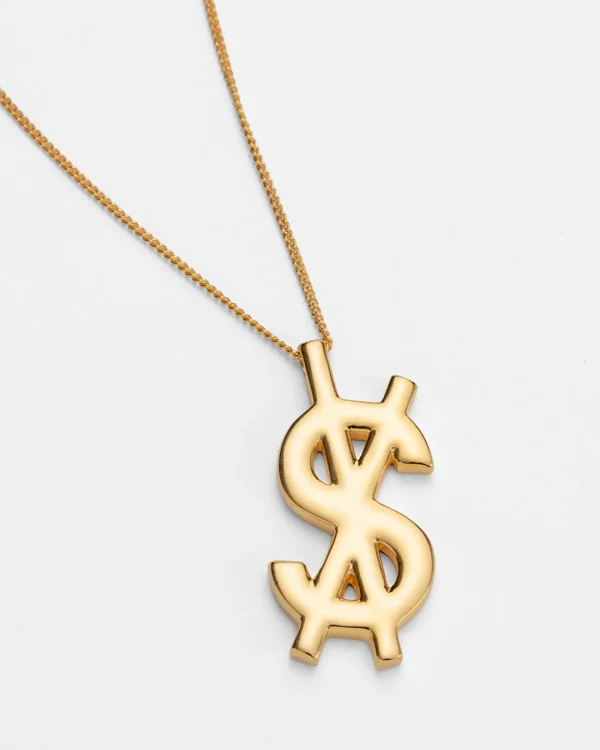 Ksubi Jewellery-18K Dripps Cross Dollar Necklace