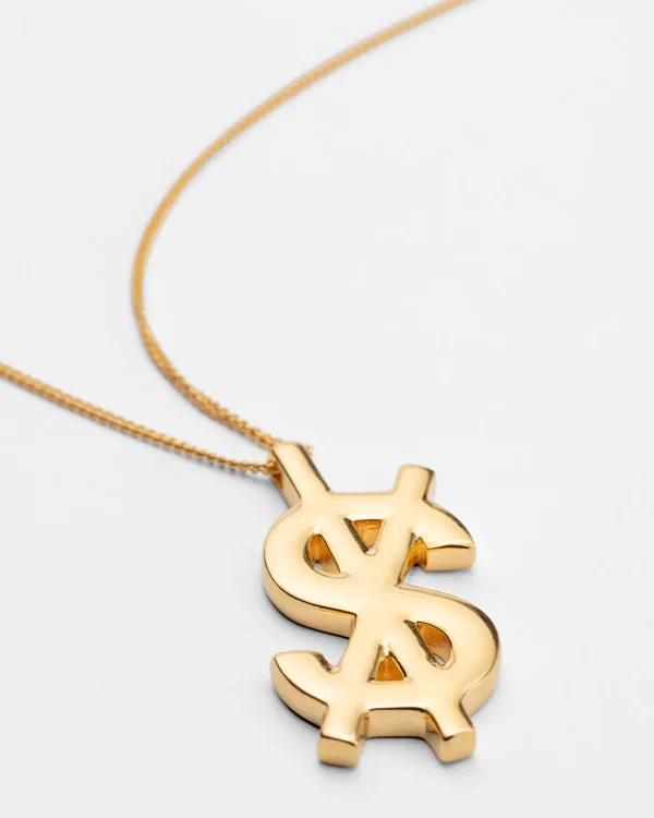 Ksubi Jewellery-18K Dripps Cross Dollar Necklace