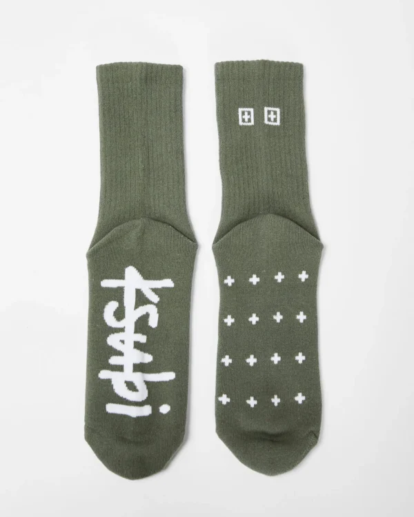 Ksubi Socks-Ksocks Khaki/White