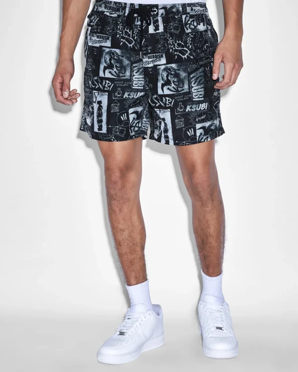 Ksubi Shorts-Mash Up Boardshort Black