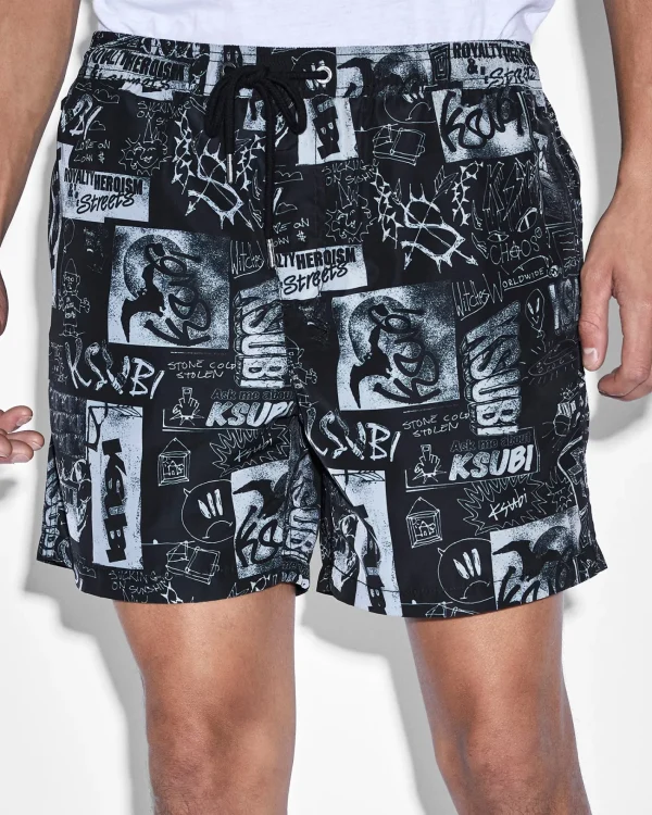 Ksubi Shorts-Mash Up Boardshort Black