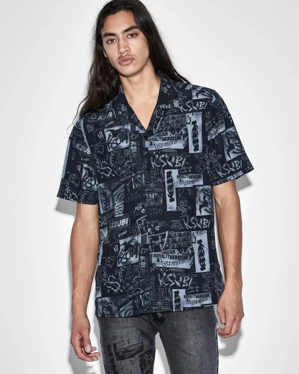 Ksubi Shirts-Mash Up Resort Shirt Black