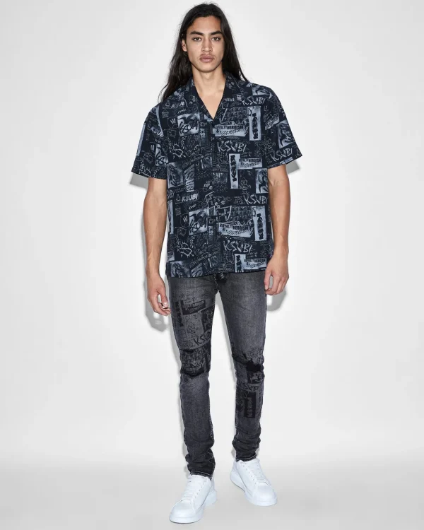 Ksubi Shirts-Mash Up Resort Shirt Black