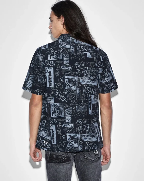 Ksubi Shirts-Mash Up Resort Shirt Black