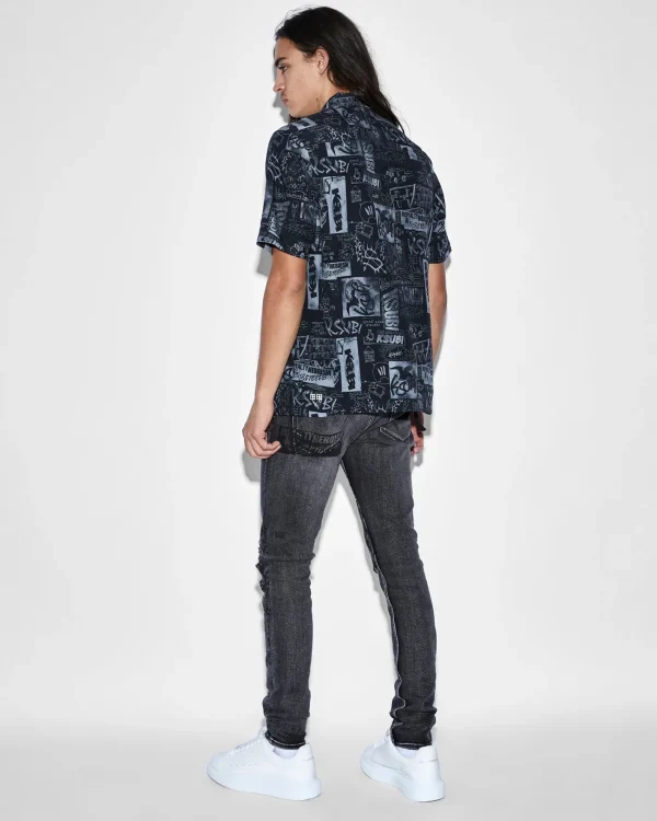 Ksubi Shirts-Mash Up Resort Shirt Black