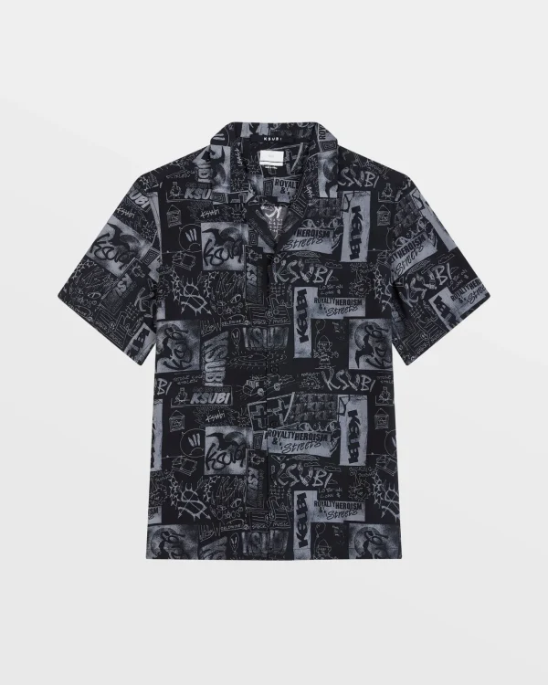 Ksubi Shirts-Mash Up Resort Shirt Black