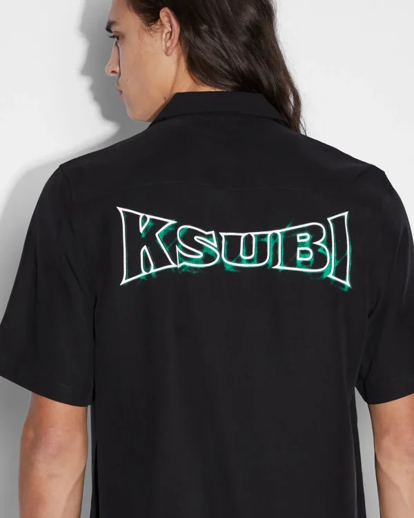 Ksubi Shirts-Neon Resort Ss Shirt Black