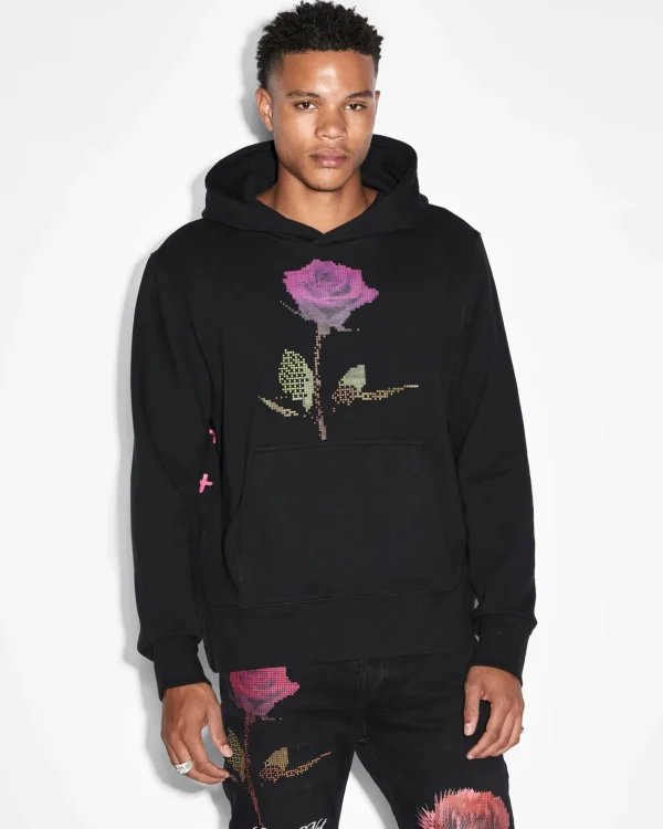 Ksubi Sweats-Pixel Flower Kash Hoodie Jet Black