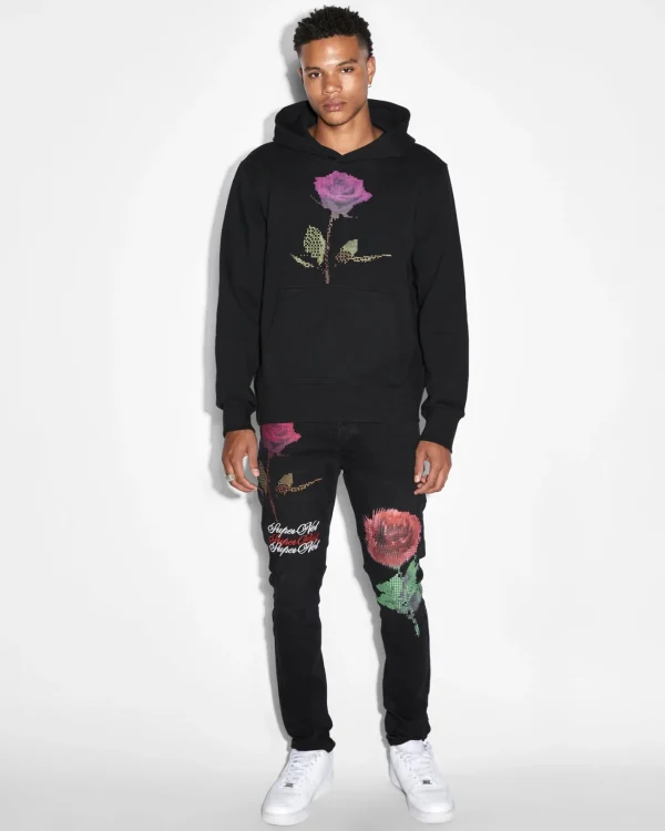 Ksubi Sweats-Pixel Flower Kash Hoodie Jet Black