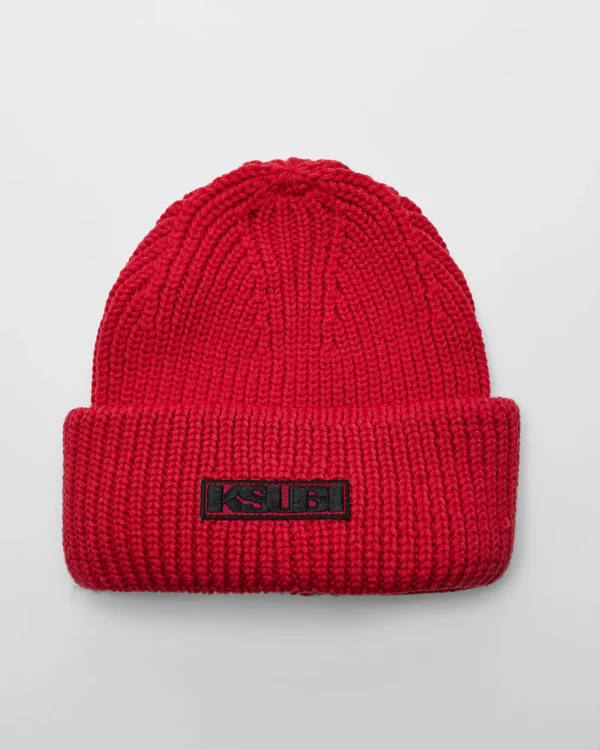 Ksubi Headwear-Sott Beanie Red/Black