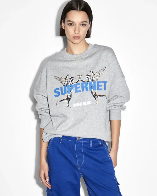 Ksubi Tops-Supernet Oh G Crew Grey Marle